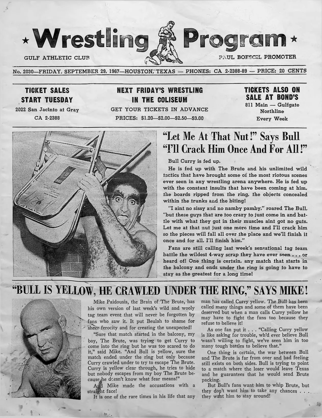 Wrestling Program, 1967