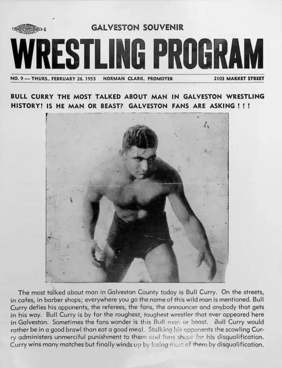 Galveston Souvenir Wrestling Program, THURS., FEBRUARY 26, 1953
