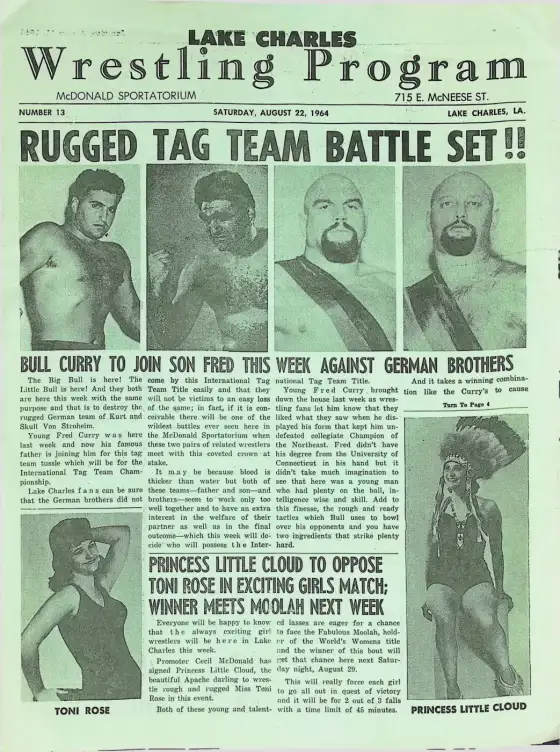 Lake Charles Wrestling Program, SATURDAY, AUGUST 22, 1964