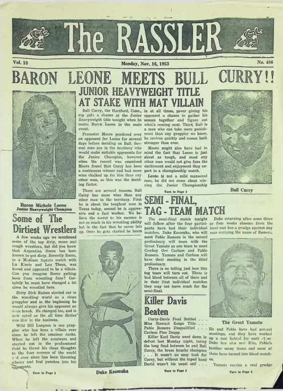 The RASSLER, Monday, Nov. 16, 1953