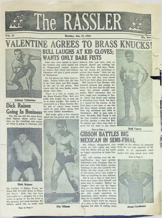 The RASSLER, Monday, Jan. 27, 1958