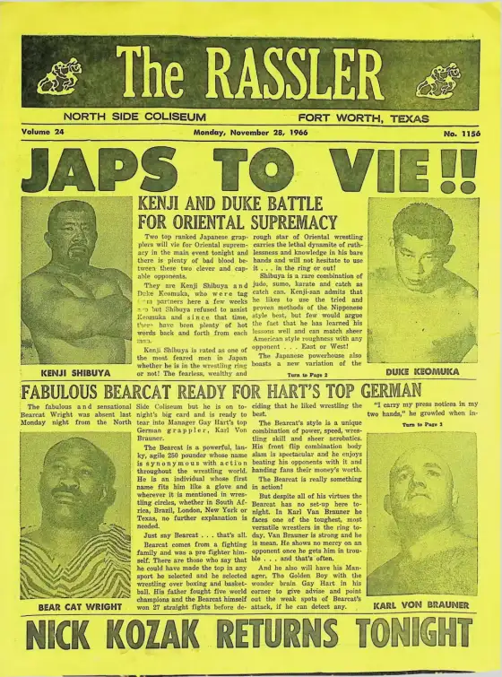 The RASSLER, Monday, November 28, 1966