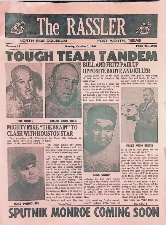 The RASSLER, Monday, October 2, 1967