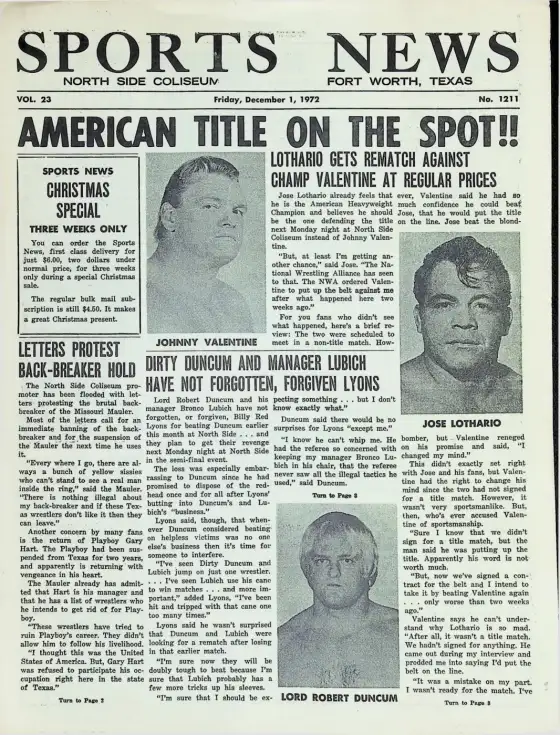 SPORTS NEWS, Friday, December 1, 1972