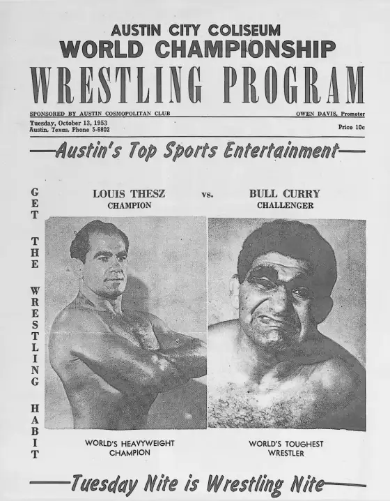 WORLD CHAMPIONSHIP WRESTLING PROGRAM, Tuesday, October 13, 1953