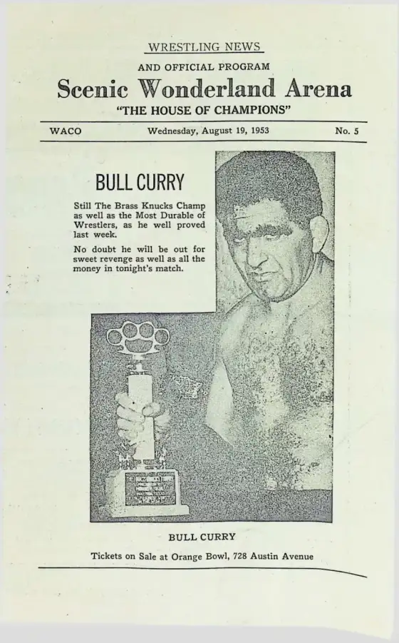 WRESTLING NEWS AND OFFICIAL PROGRAM, Wednesday, August 19, 1953