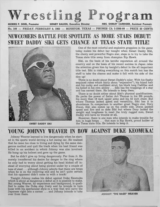 Wrestling Program, FRIDAY, FEBRUARY 8, 1963