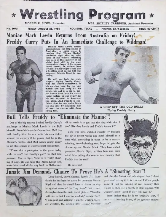 Wrestling Program, FRIDAY, AUGUST 26, 1966