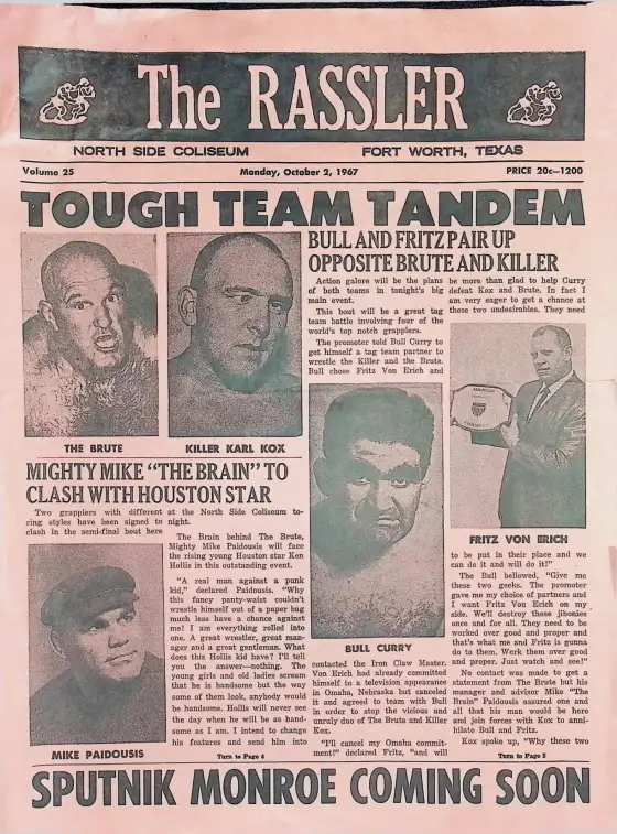 The RASSLER, Monday, October 2, 1967