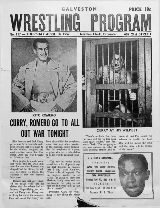 GALVESTON WRESTLING PROGRAM, THURSDAY APRIL 18, 1957