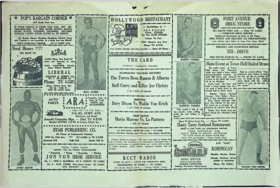 Official Town Hall Wrestling Program, Thursday, February 22, 1962