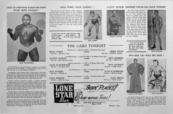 WRESTLING PROGRAM, THURS., JUNE 11, 1953
