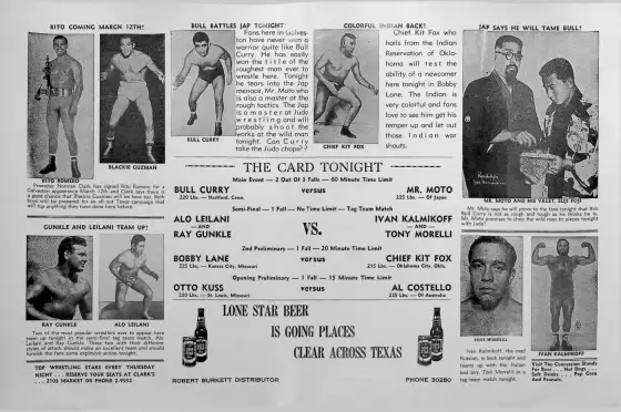 GALVESTON SOUVENIR WRESTLING PROGRAM, THURS., MARCH 5, 1953