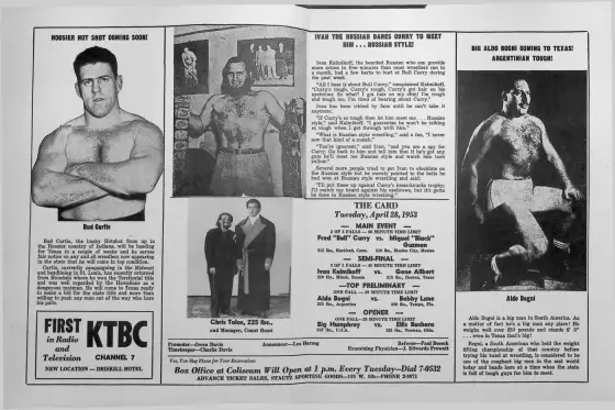 WRESTLING PROGRAM, Tuesday, April 28, 1953