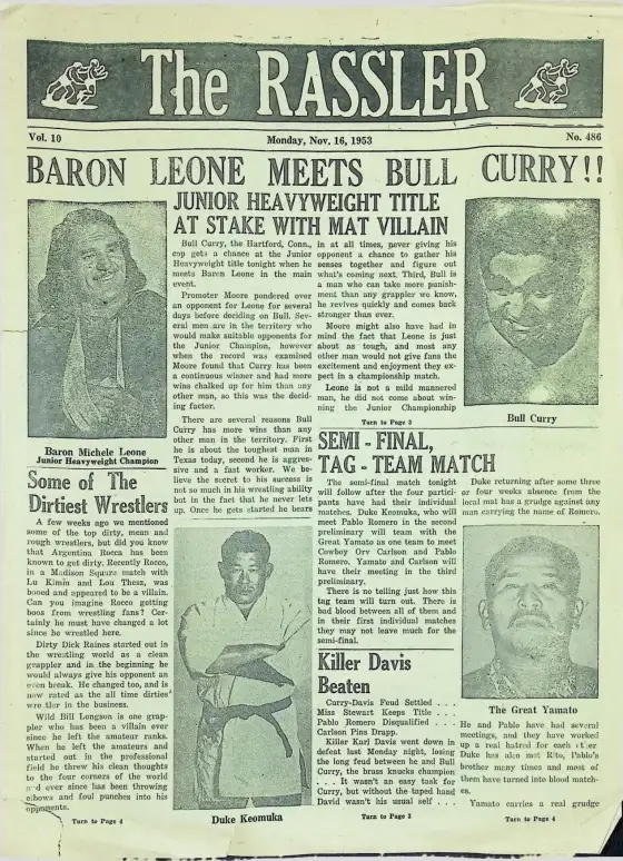 The RASSLER, Monday, Nov. 16, 1953