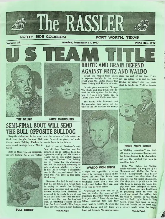 The RASSLER, Monday, September 11, 1967