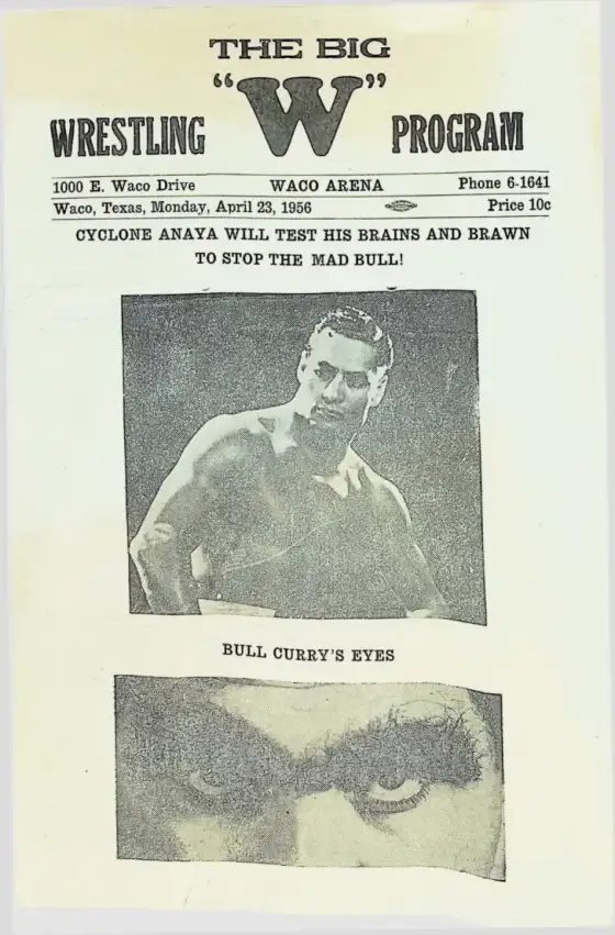 THE BIG "W" WRESTLING PROGRAM, Waco, Texas, Monday, April 23, 1956